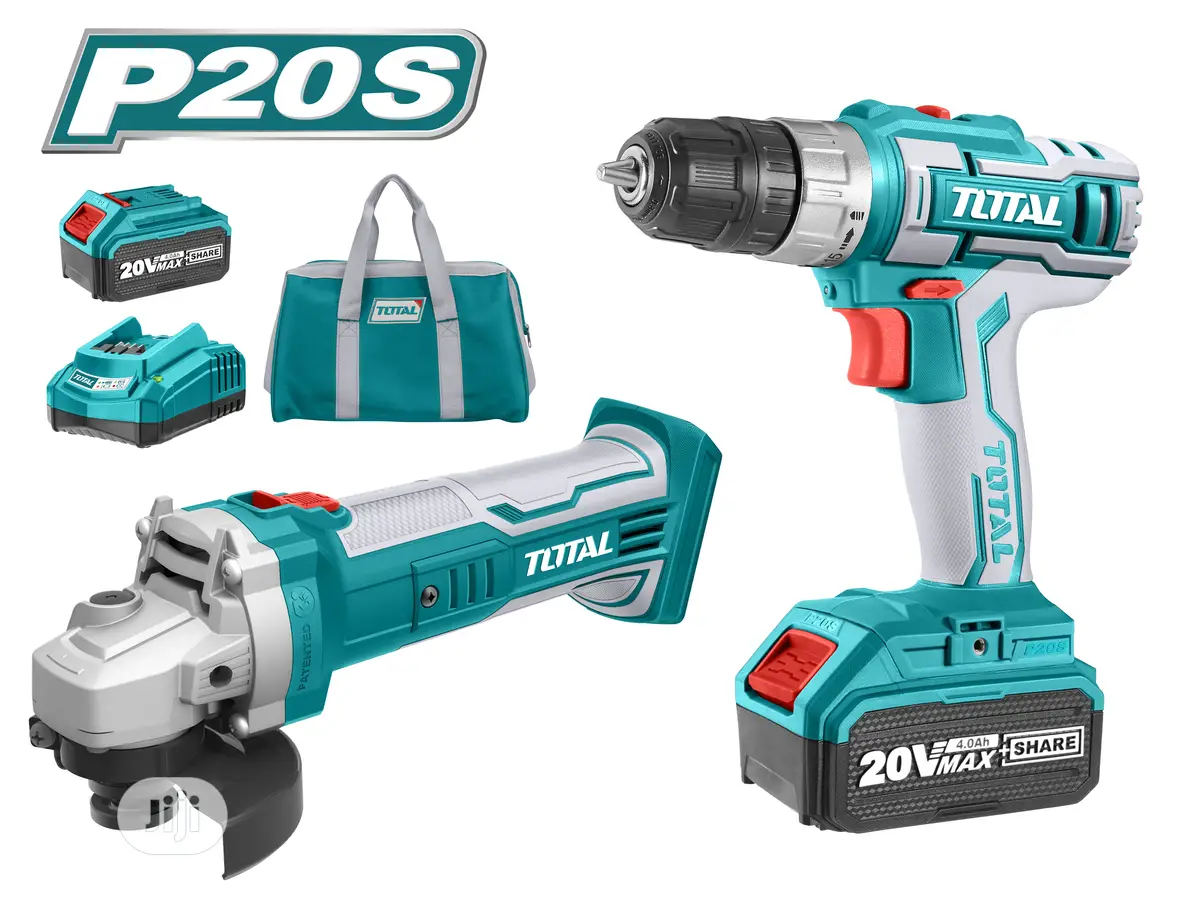 Cordless Drill and Cordless Angle Grinder 20v 4ah
