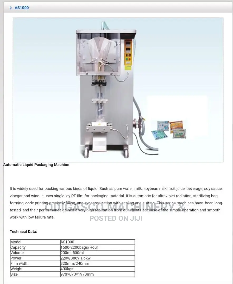 Sachet Machine Table Water Packaging