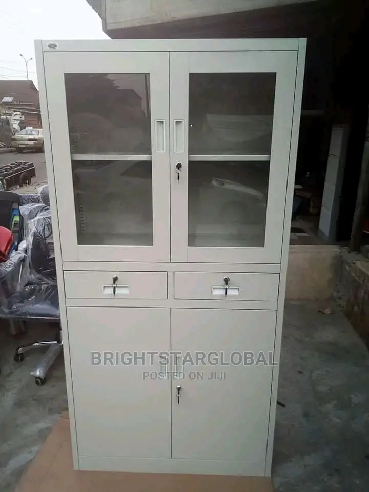 Drawer Cabinet Half Glass Half Metal Full Height
