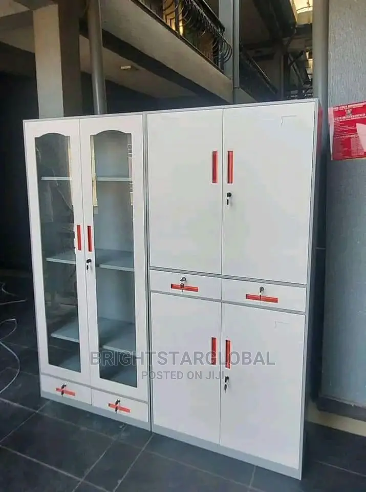 Drawer Cabinet Half Glass Half Metal Full Height