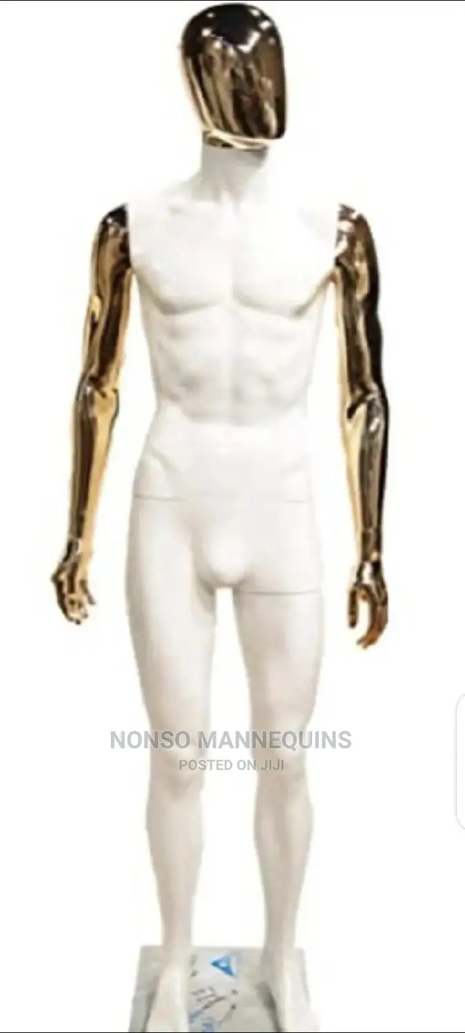 White And Chrome Gold Full Body Male Mannequins