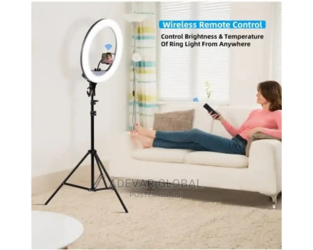 18 Inches Ring Light With Phone Holders, Remote, Bag, Stand