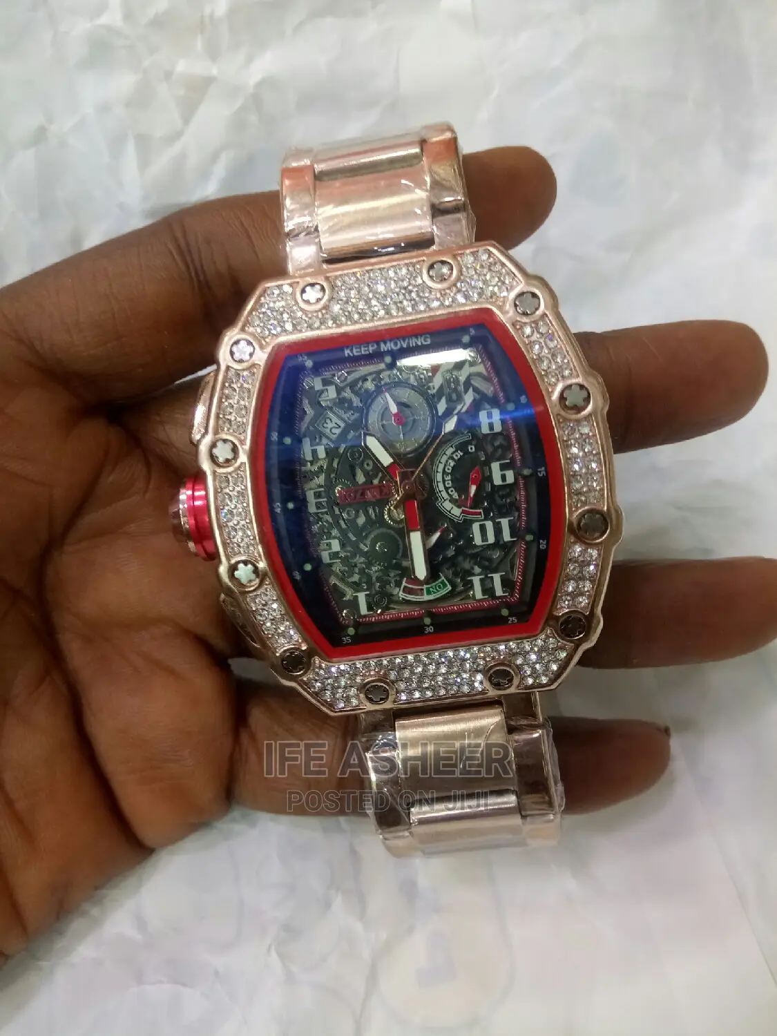 Men's Iced Rose Gold Wrist Watch