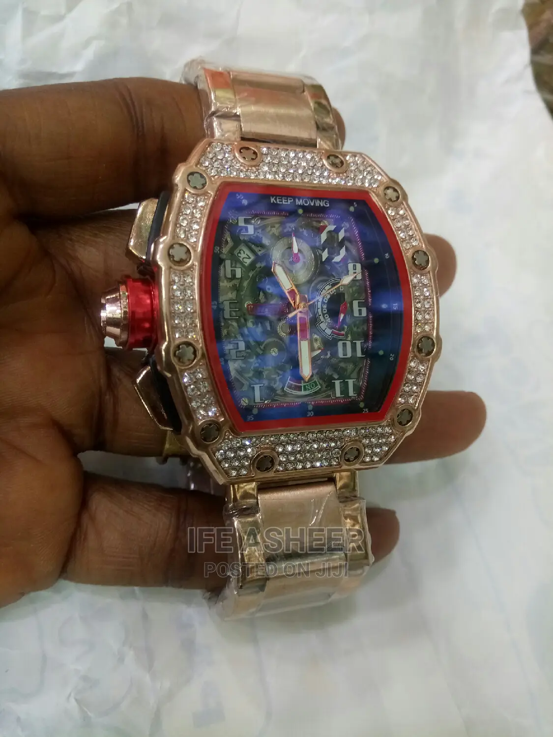 Men's Iced Rose Gold Wrist Watch