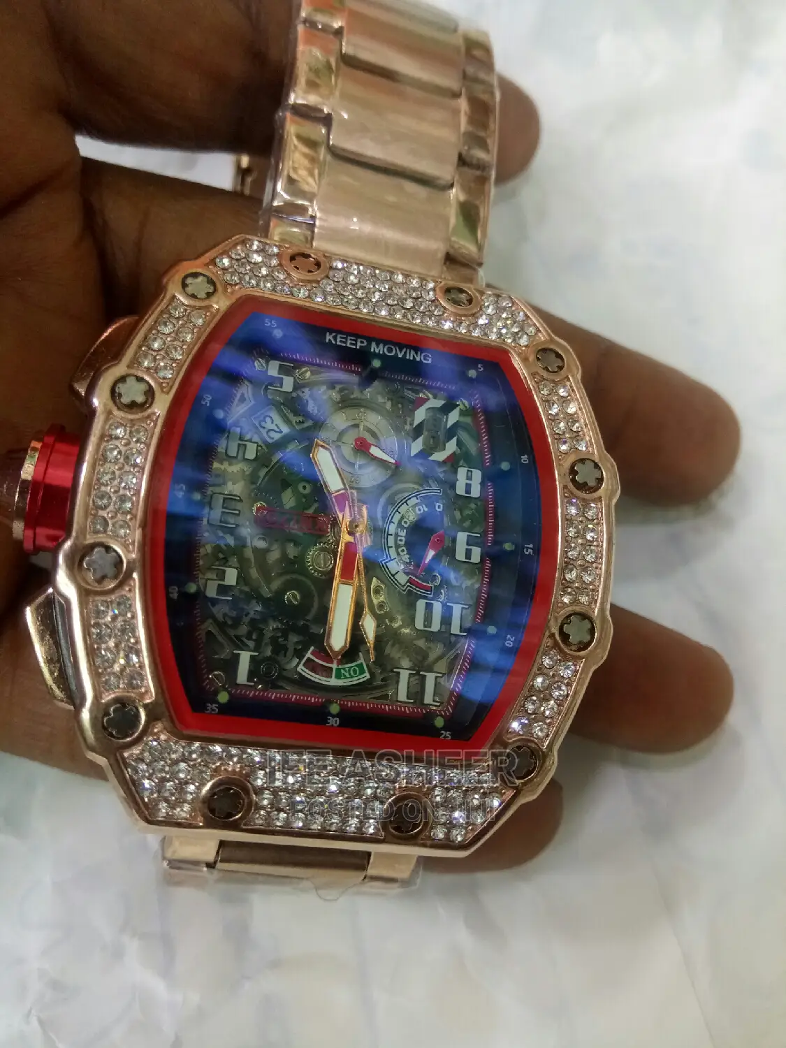 Men's Iced Rose Gold Wrist Watch