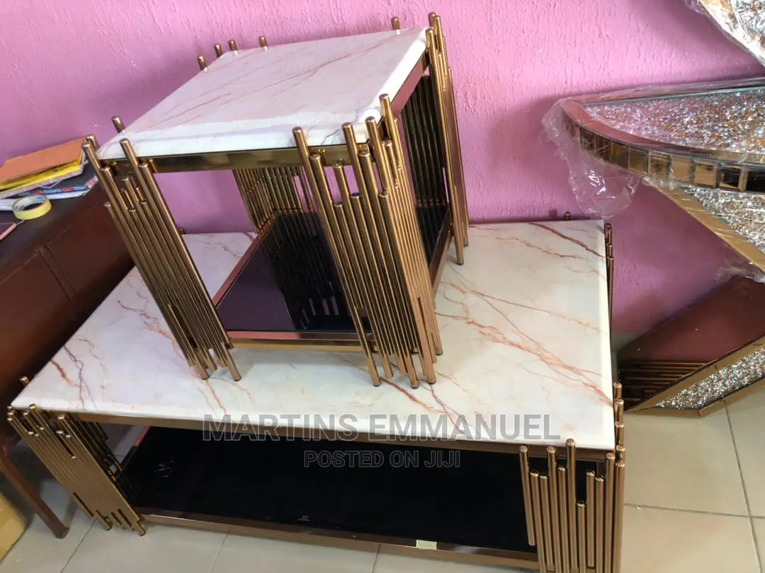 Golden Leg/ Marble Top Table/ Stools