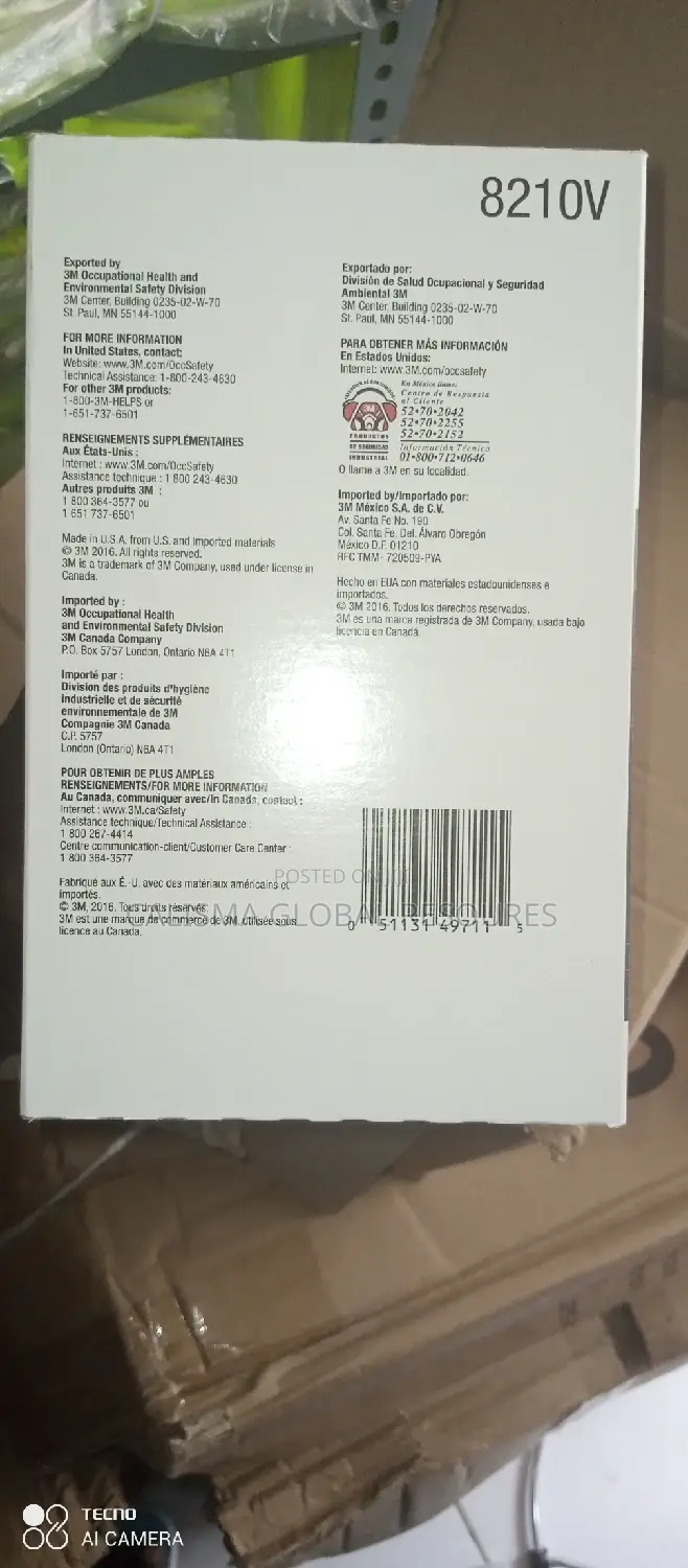 8210V 3M Dust Mask