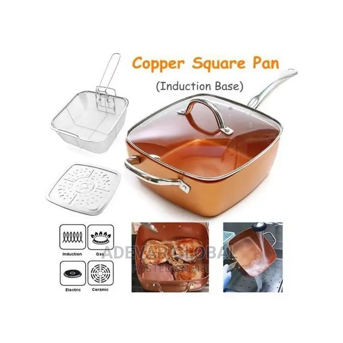 Red Copper Square Pan