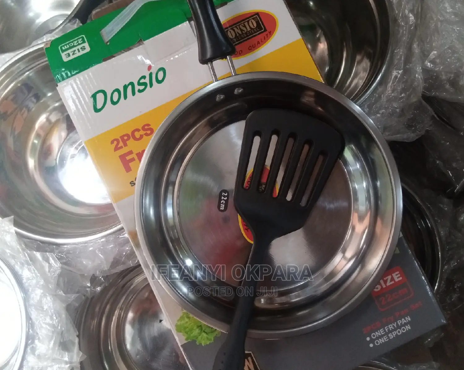 Single Fry Pan Stainless Steel With Nonstick Spoon