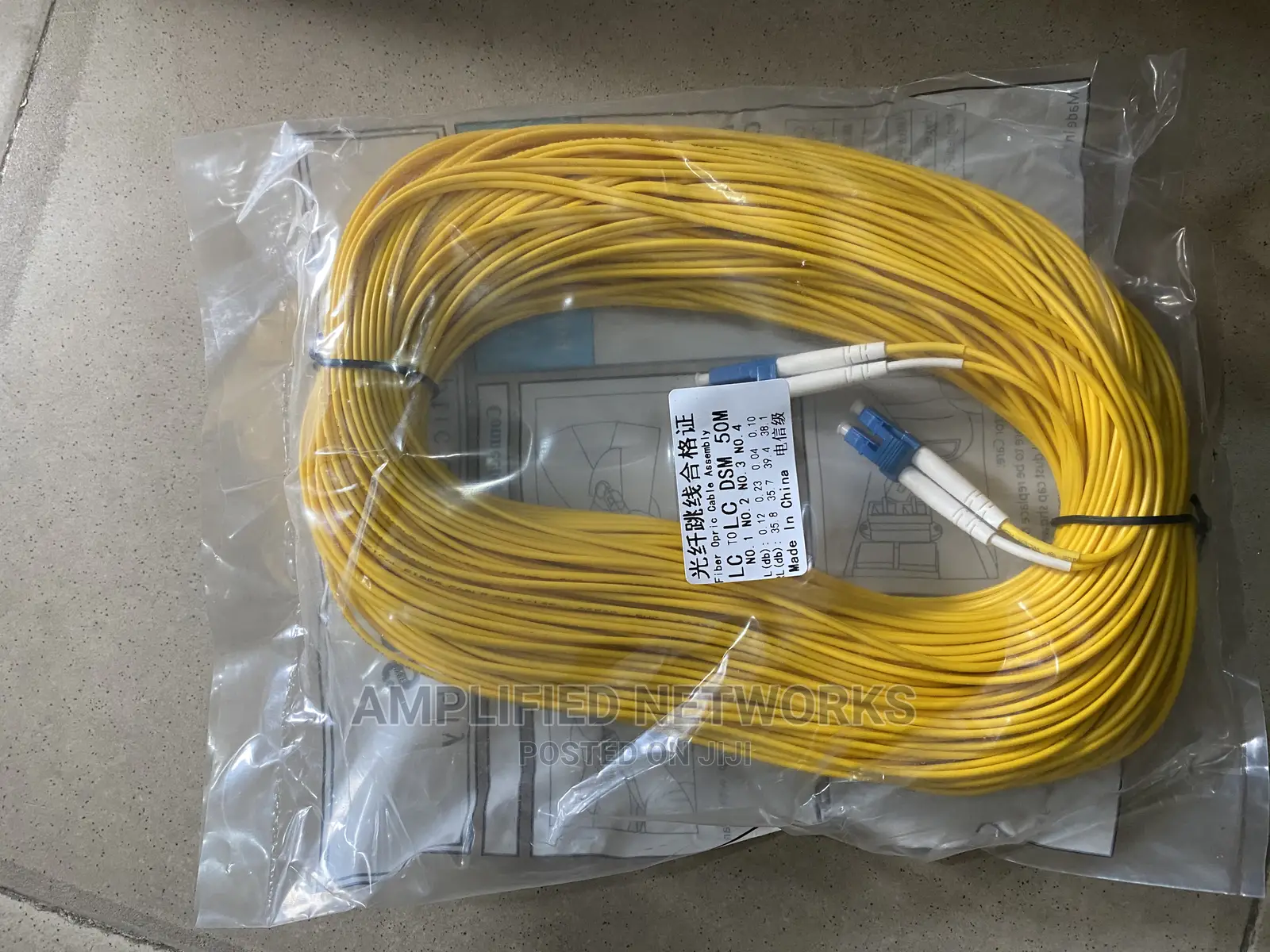 50m Lc-Lc Single Mode Fiber Optics Patch Cords