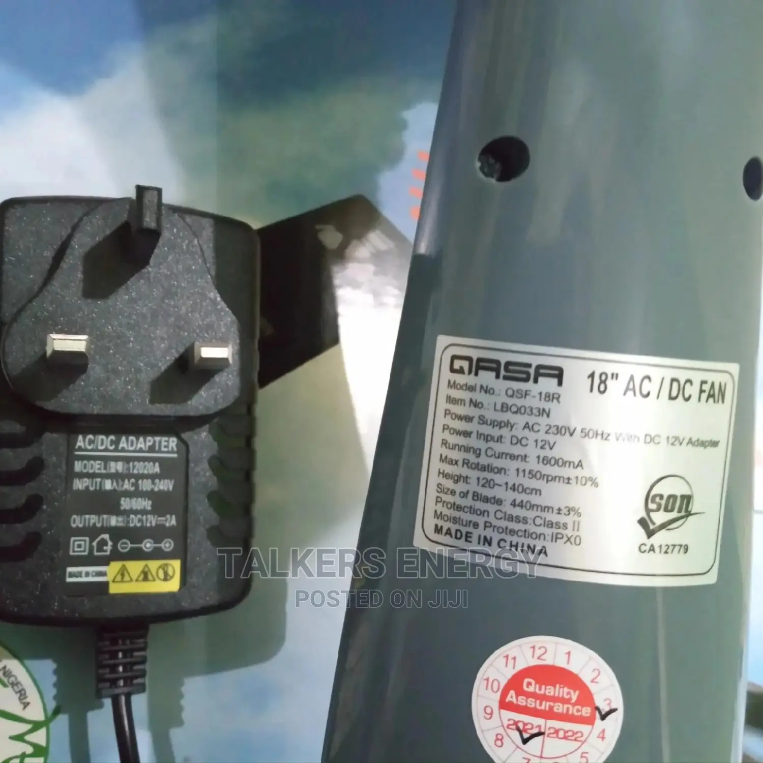 12vdc Standing Fan 18inches Qasa(Non-Rechargeable)
