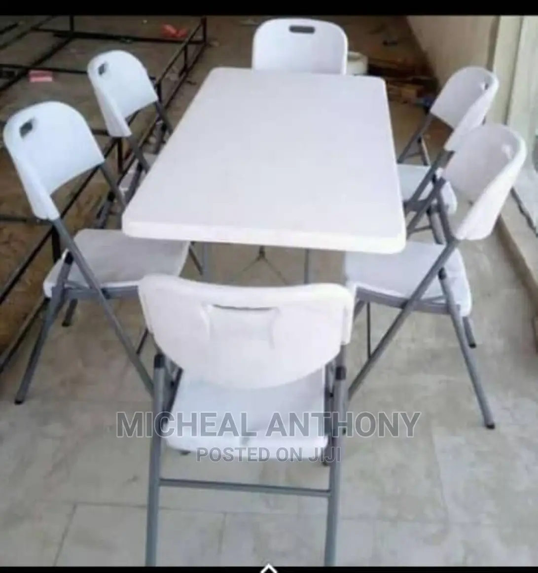 Plastic Dining By 6 With Six Plastic Chairs