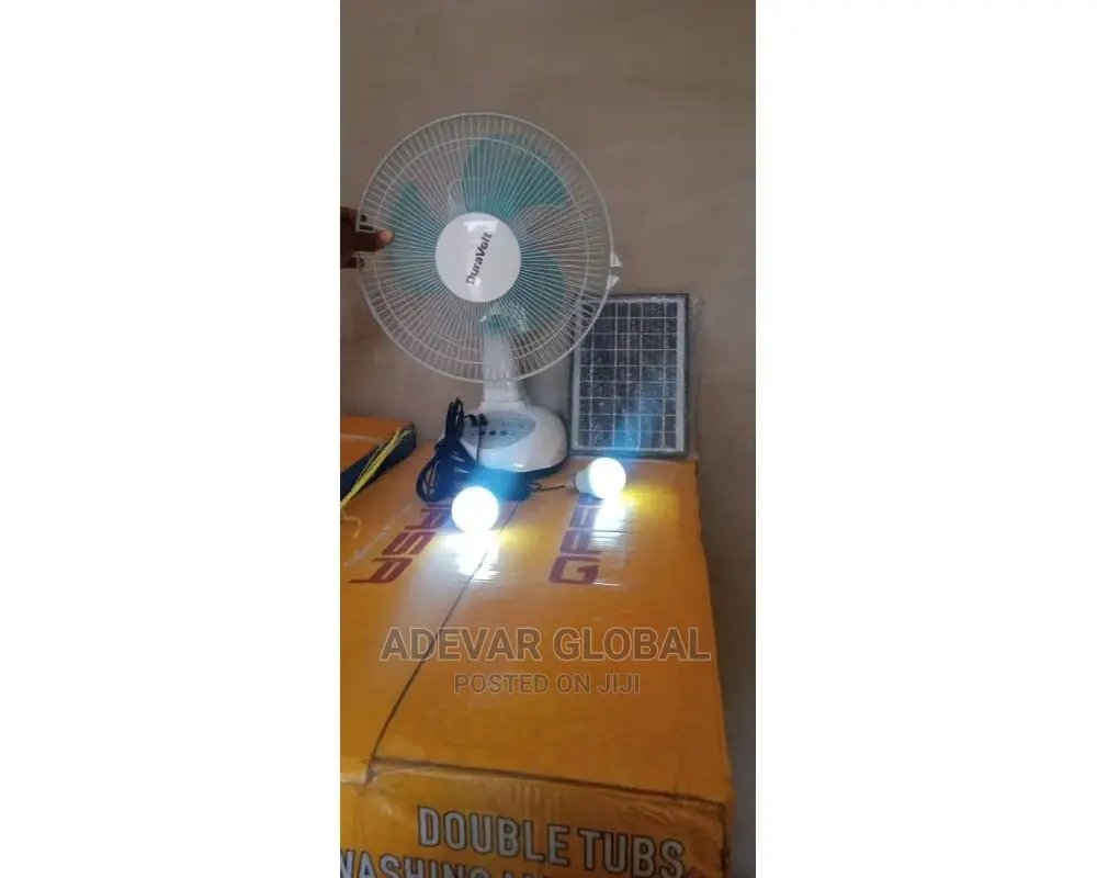 12 Inches Duravolt Rechargeable Table Fan Bulbs+Solar Panel