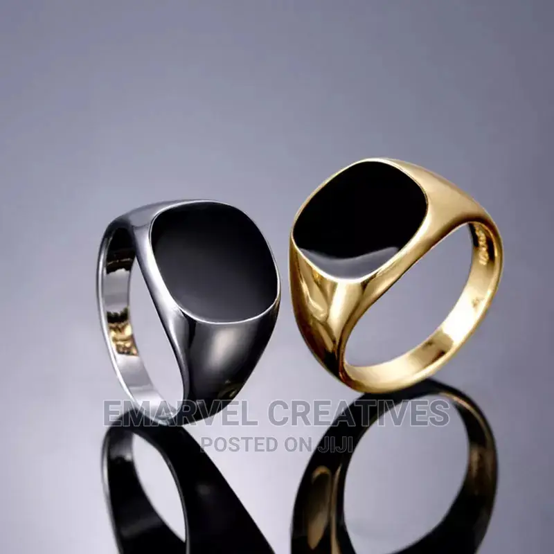 Men Vintage Ring Enamel Rings Punk Classic Black Drip