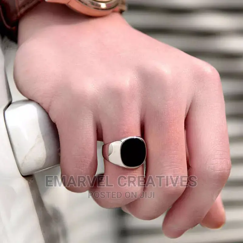 Men Vintage Ring Enamel Rings Punk Classic Black Drip