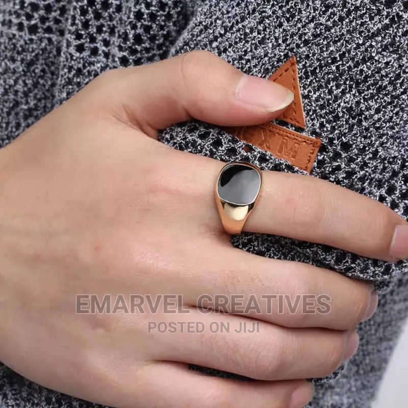 Men Vintage Ring Enamel Rings Punk Classic Black Drip