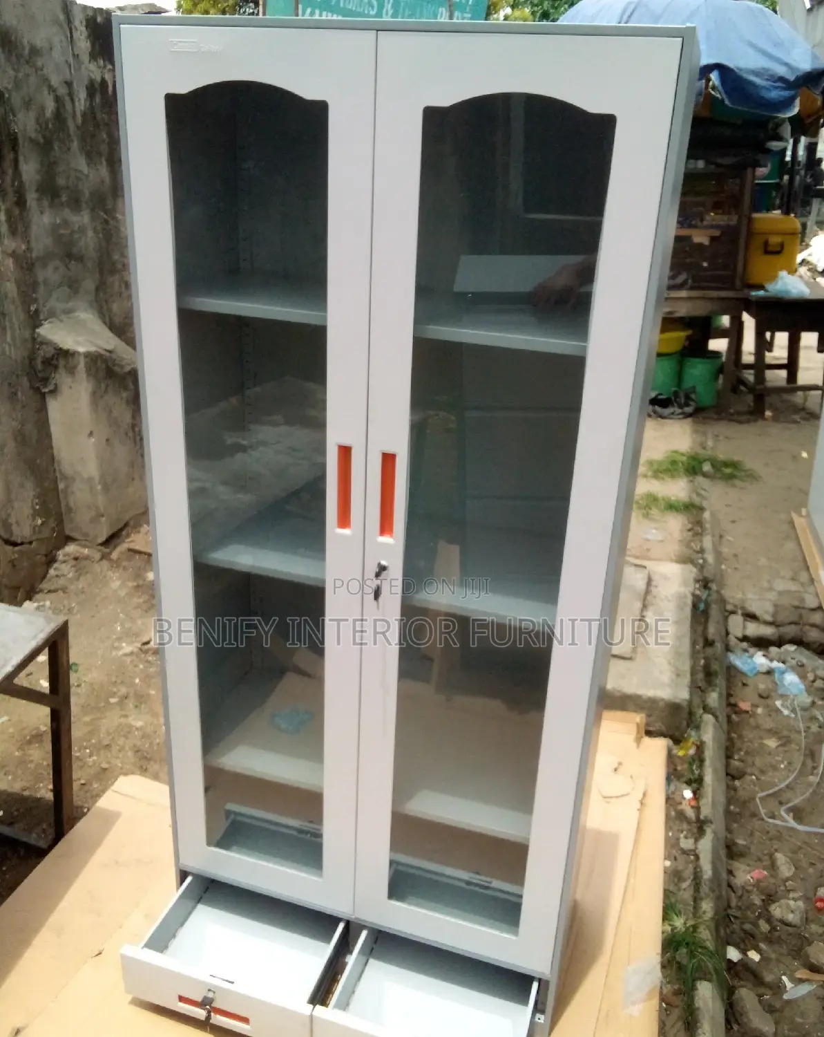 Full Height Glass Door Bookshelf/Cabinet