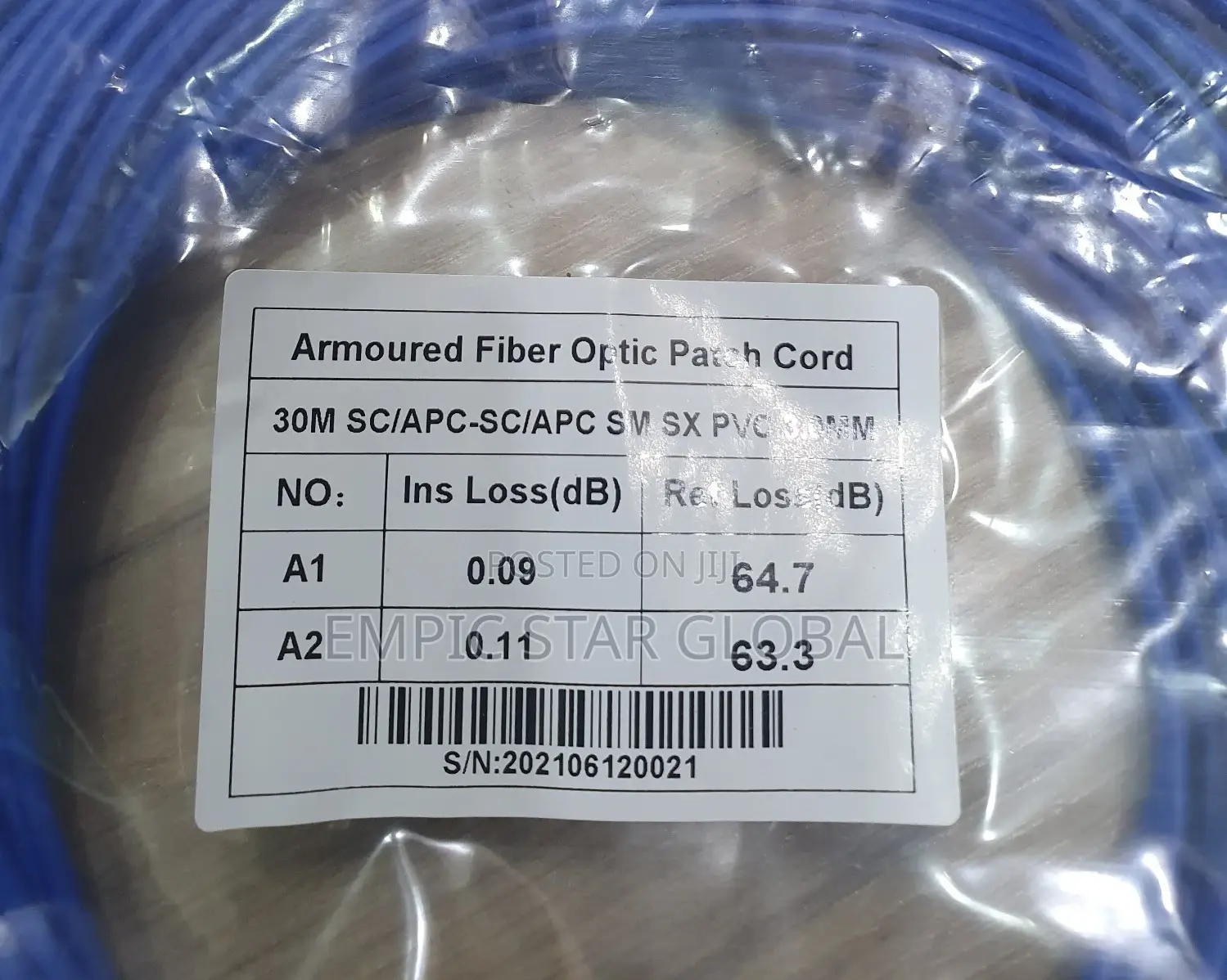 Armoured Fiber Optics Patch Cord Sc/Apc-Sc/Apc 30m Sm