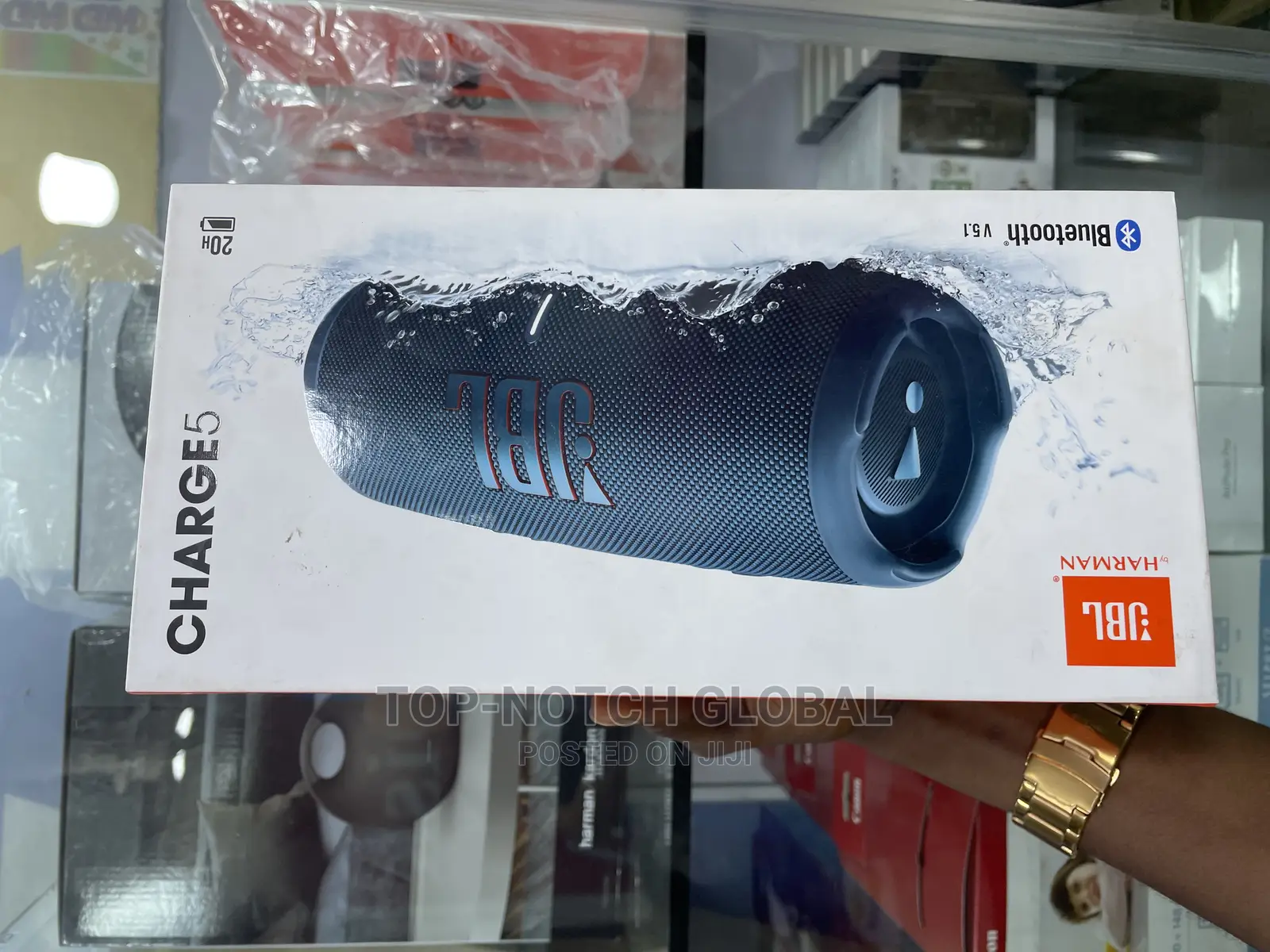JBL Charge 5 Portable Bluetooth Waterproof Speaker.