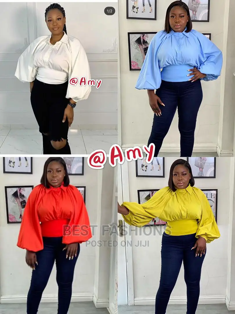 Female Big Puff Hand White Top