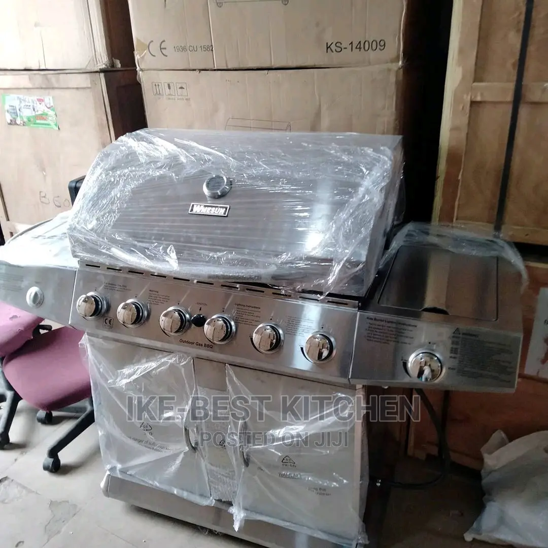 6burner Barbeque Grill With Stove and Cabinet