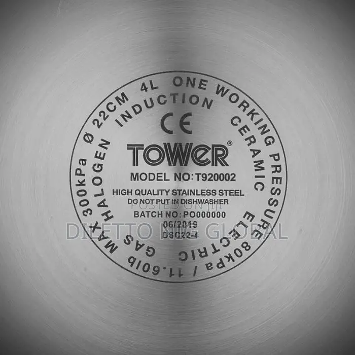 Tower One-Touch Ultima 4l Pressure Cooker Stainless Steel