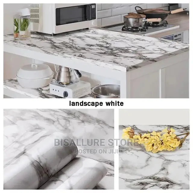 White and Grey Marble Wallpaper Sticker -AO2