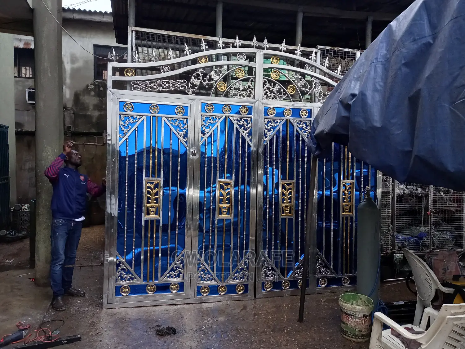 Stainless Steel Blue Swing Gate
