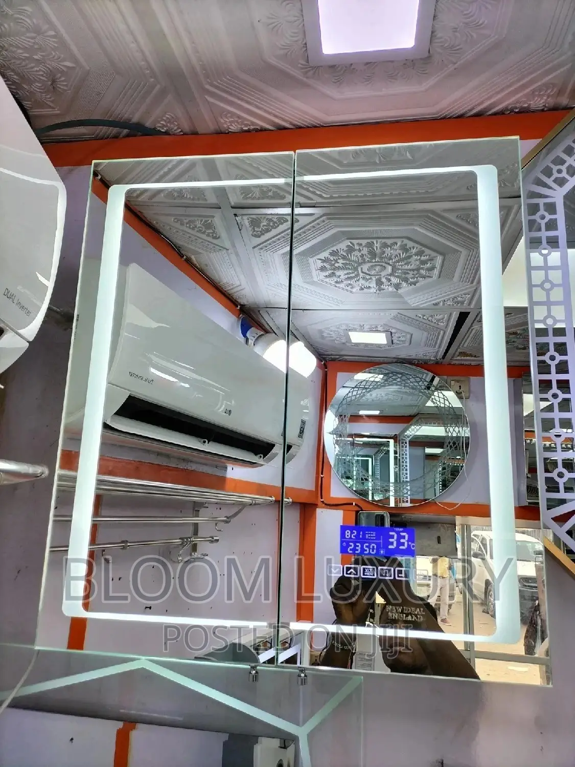 LED Mirror With Bluetooth and Shelves