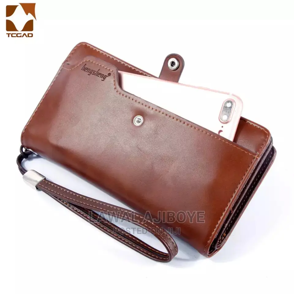 Men's Wallet Leather Genuine Men's Long Bag Two Compartments