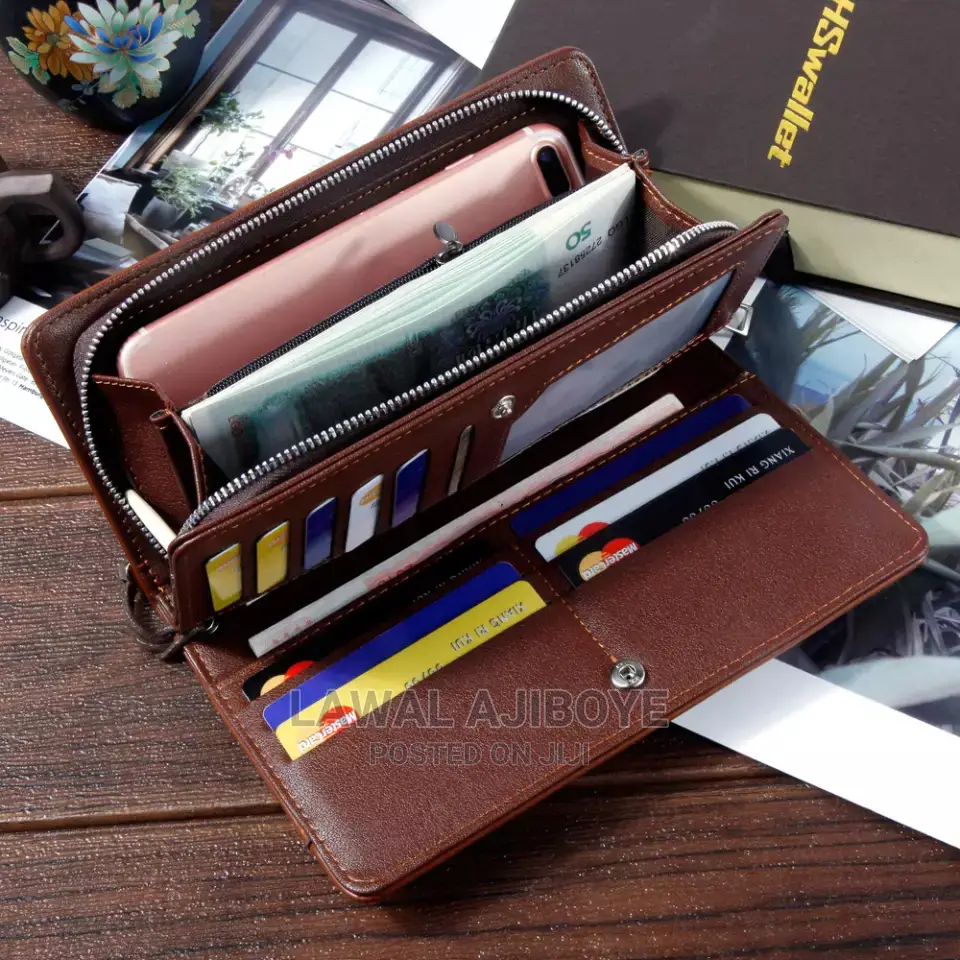 Men's Wallet Leather Genuine Men's Long Bag Two Compartments