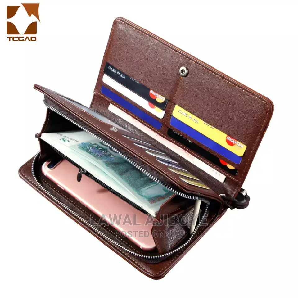 Men's Wallet Leather Genuine Men's Long Bag Two Compartments