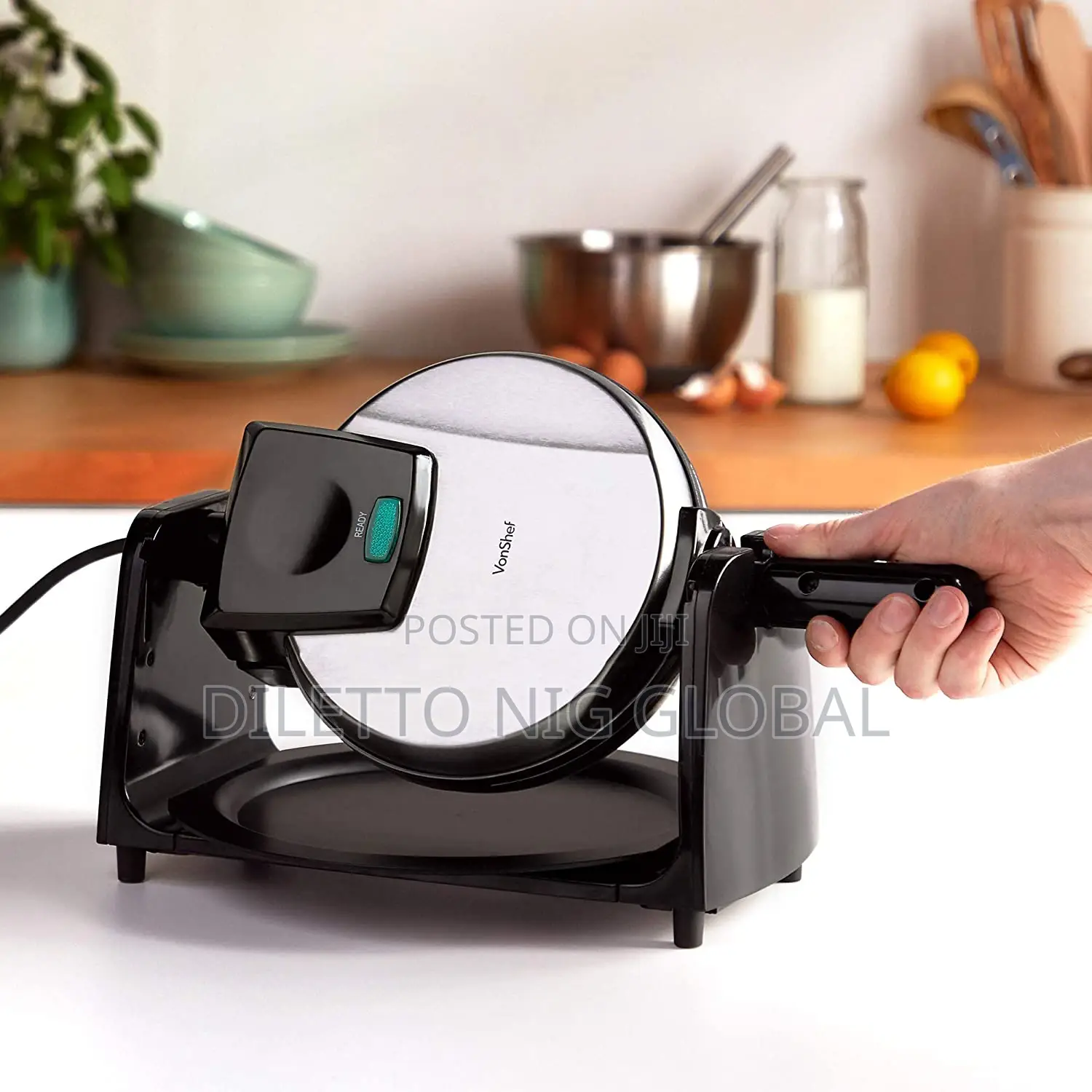 Vonshef Industrial Waffle Maker With Rotating Iron
