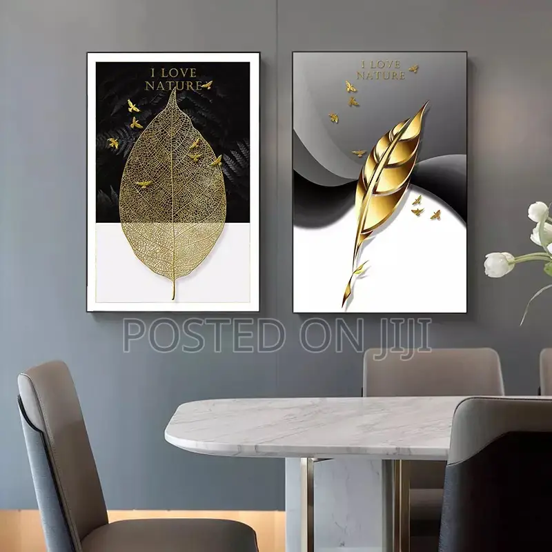 Golden Leaf Feather Canvas