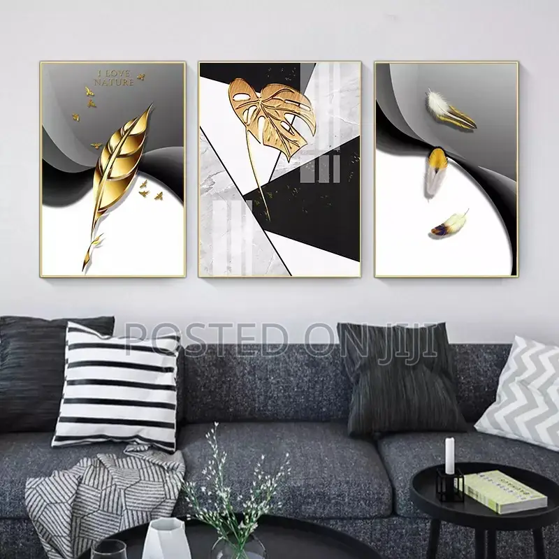 Golden Leaf Feather Canvas
