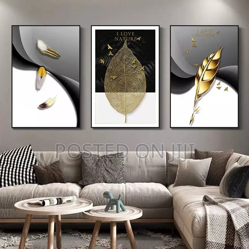Golden Leaf Feather Canvas
