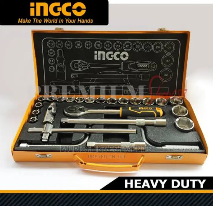 Ingco Socket Wrench Set 10-32mm 6 Points 1/2 Drive 24pcs