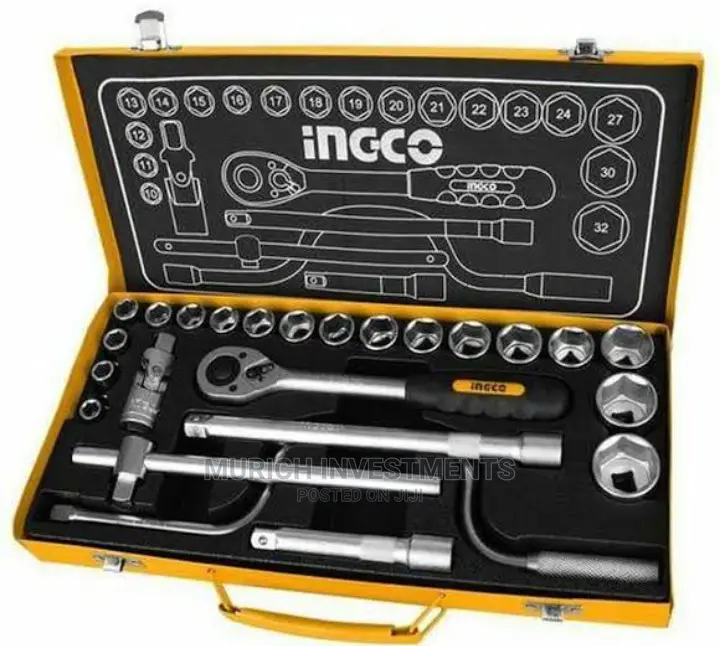 Ingco Socket Wrench Set 10-32mm 6 Points 1/2 Drive 24pcs