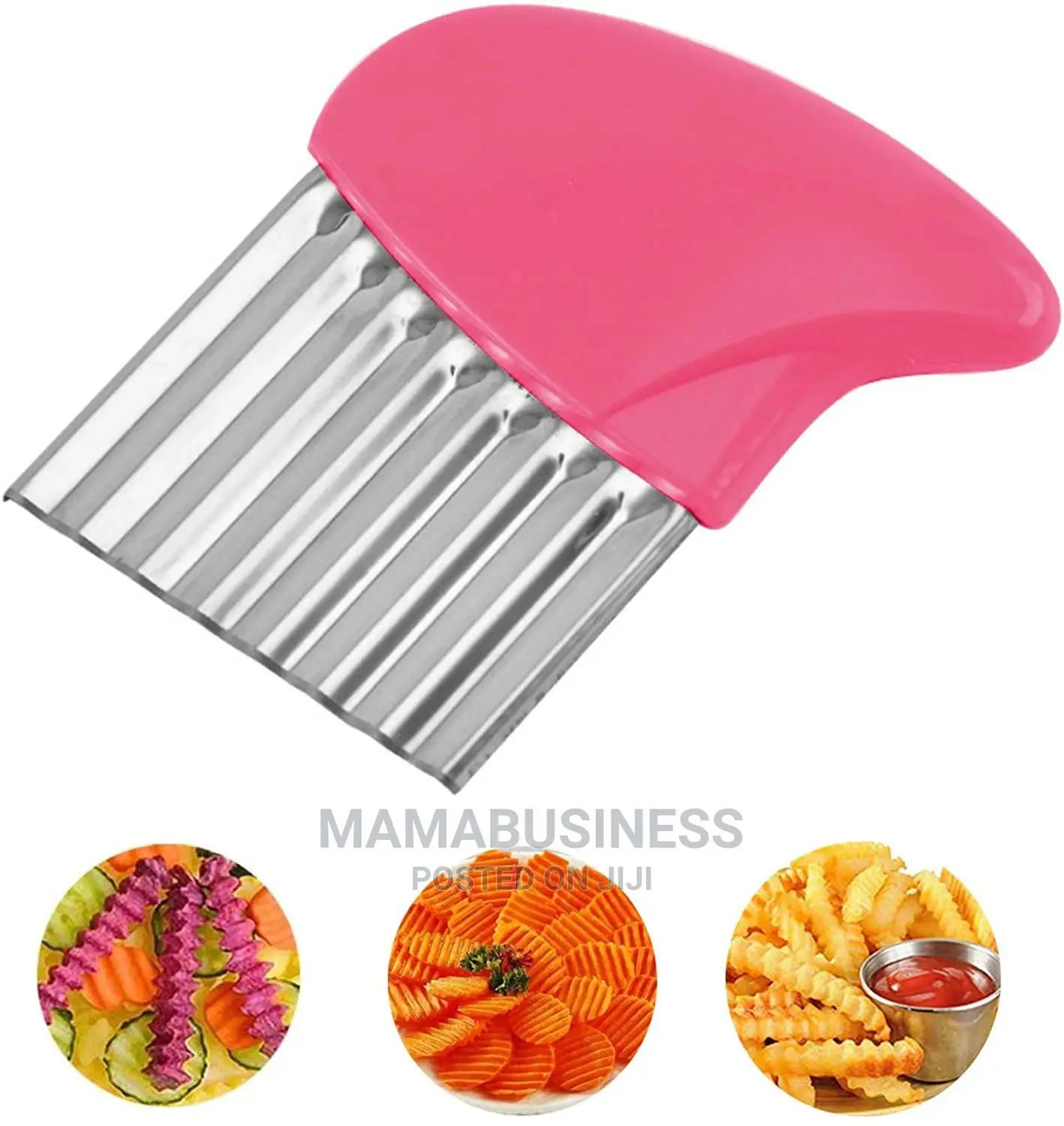 Stainless Steel Crinkle Wavy Cutter - Pink