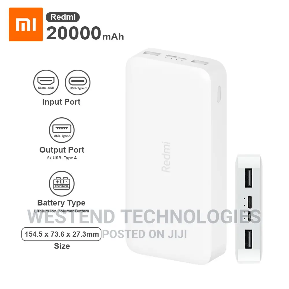 Redmi Mi 20,000mah Power Bank With Usb Type C Output
