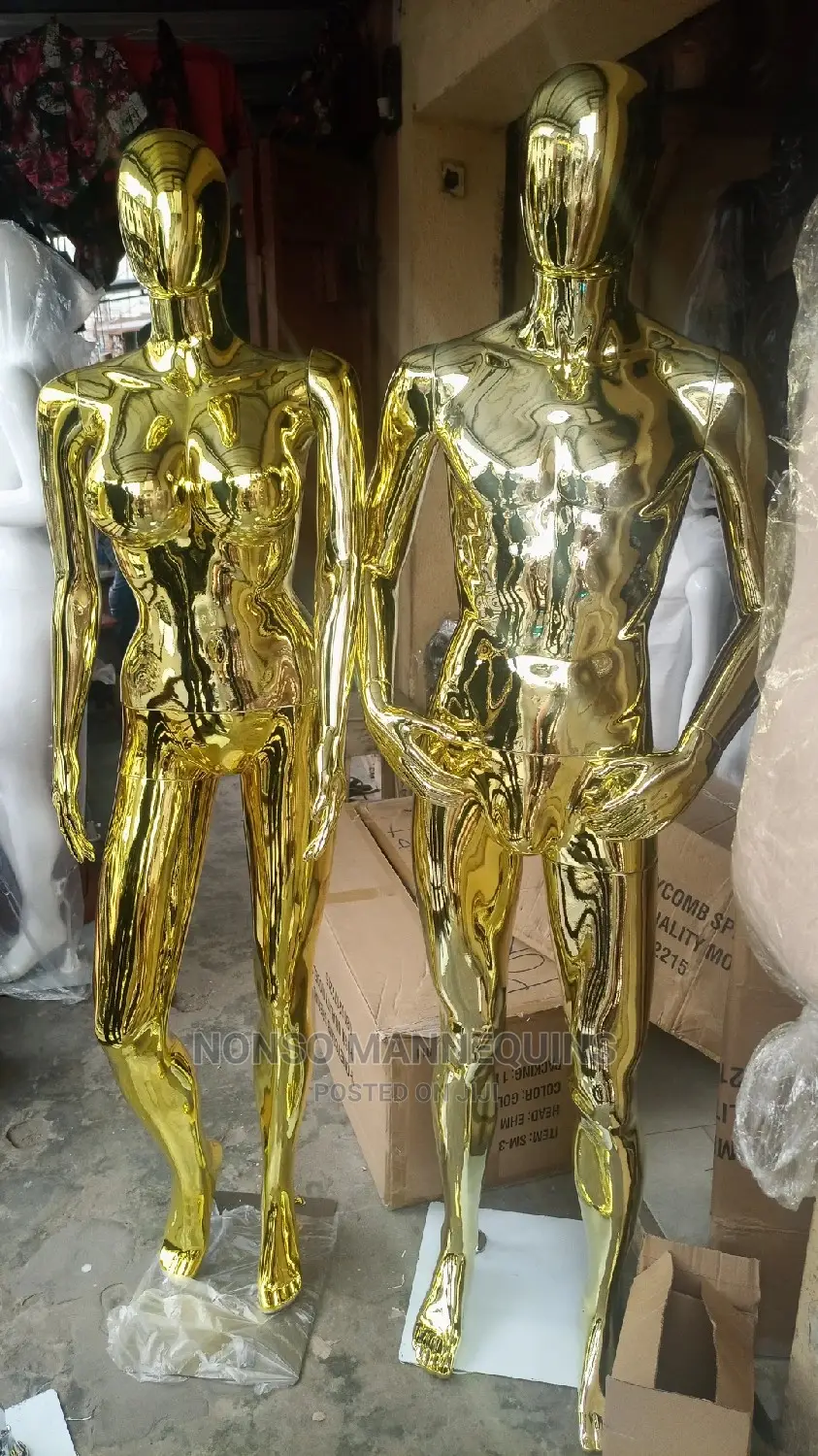 Female Size 12 Gold Mannequin And Male Full Body Gold