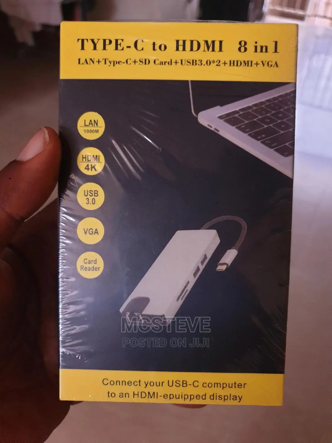 Type C to HDMI 8 in 1 Adapter With USB, VGA and Other Port