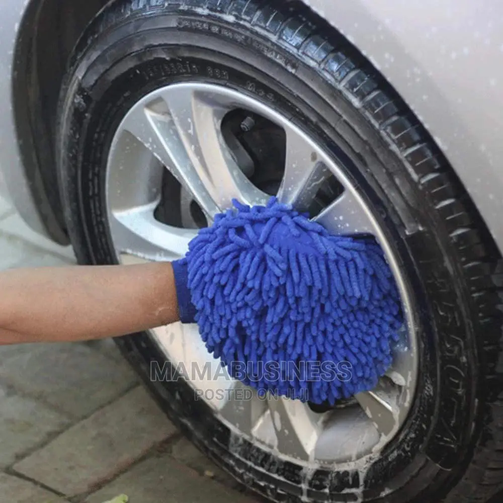 1pc Microfibre Hand Glove Car Sponge - Blue