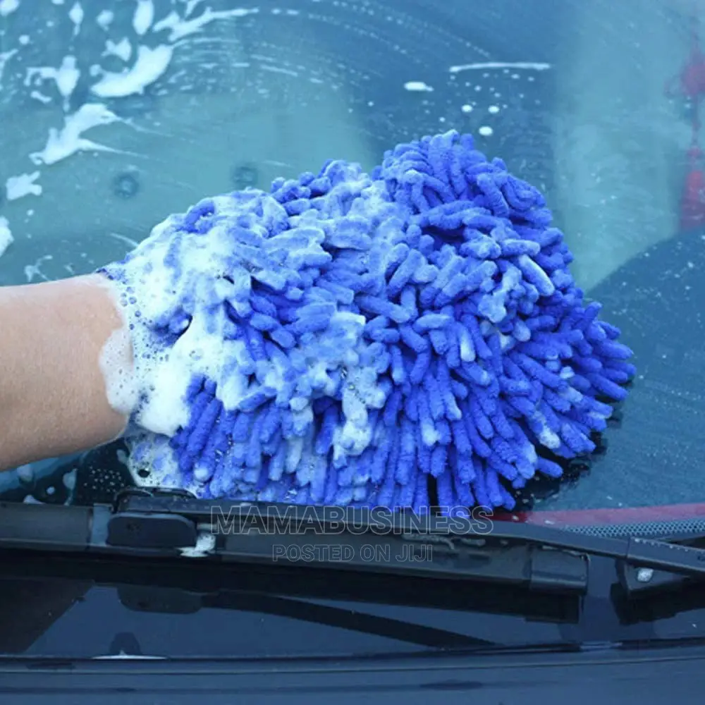 1pc Microfibre Hand Glove Car Sponge - Blue