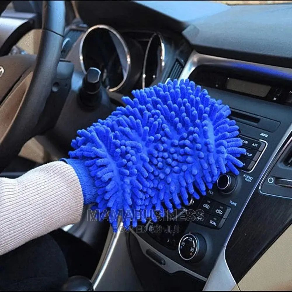 1pc Microfibre Hand Glove Car Sponge - Blue