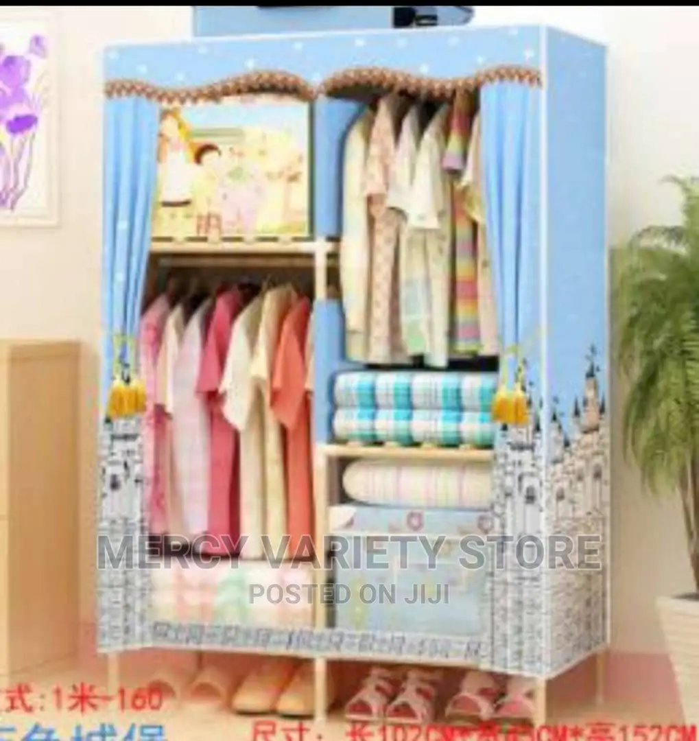 2 Column Wooden Mobile Wardrobe - 105cm
