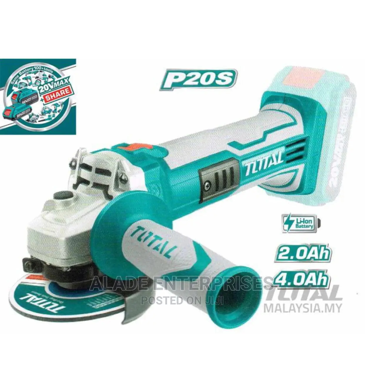 TOTAL Cordless Brushless Angle Grinder 41⁄2"