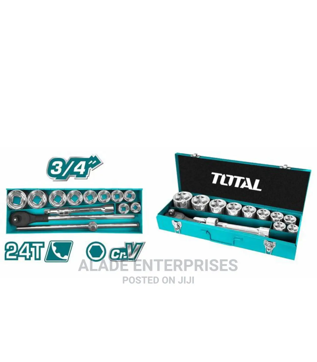 TOTAL 15 Pcs 3/4′′ Socket Set