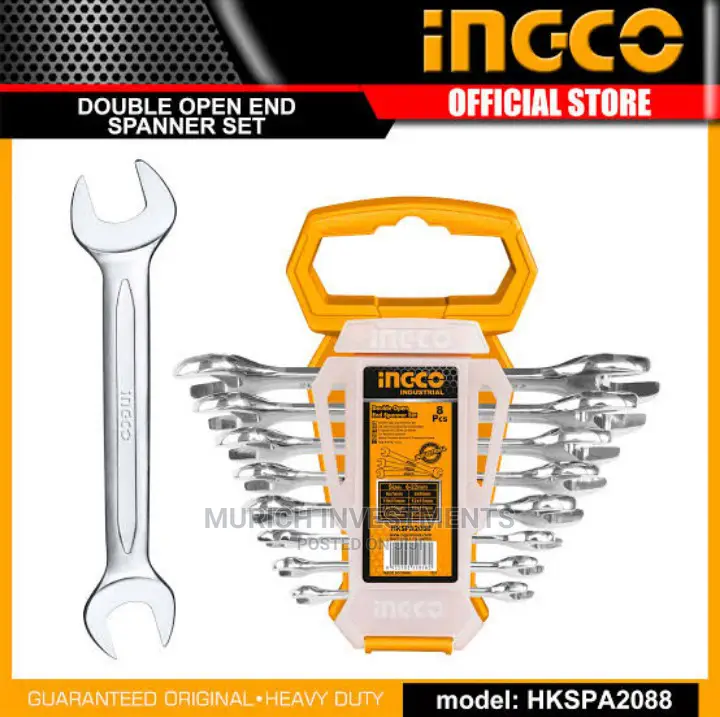 Ingco HKSPA2088 8pcs Double Open End Spanner Set 6-22mm