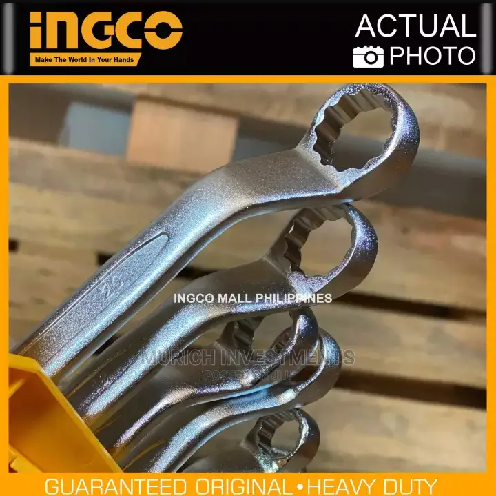 Ingco HKSPA3088 8pcs Offset Ring Spanner Set 6-22mm